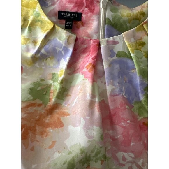 Talbots 20WP Silk Floral Dress Women’s Elegant Spring Summer Cottagecore Chic - Picture 7 of 11